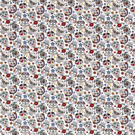 Baumwolle Coloured Skulls auf Weiß