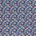 Coton Crânes Colorés sur Bleu Fumé