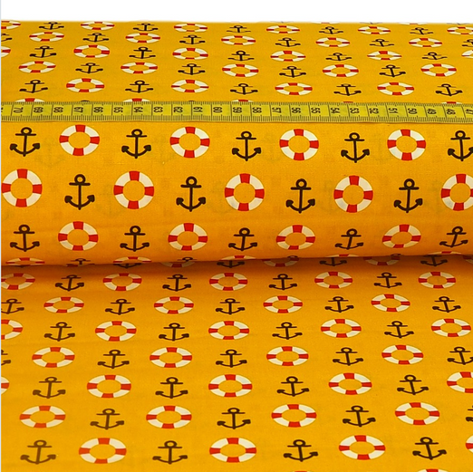 Baumwolle Rettungsring & Anker Senfgelb