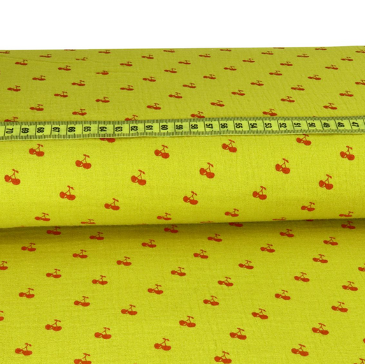 Musselin Double Gauze Cherry Senfgelb