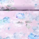 Jersey - Digitaldruck Blüten und Blätter Aquarell Altrosa