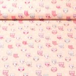 Baumwolle Popeline - Kleine Eulen Rose