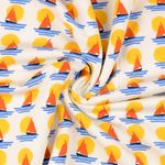 Biologisch Sweat - French Terry Zeilschip Ecru Geborsteld