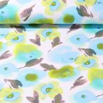 Sommersweat - French Terry Digitaldruck Blumen Gemalt Weiß Apflelgrün Schlingenstruktur