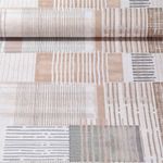 Baumwoll Canvas - Digitaldruck Kombistoff Linien Leinenlook Ecru