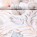 Baumwoll Canvas - Digitaldruck Kombistoff Blätter Leinenlook Ecru