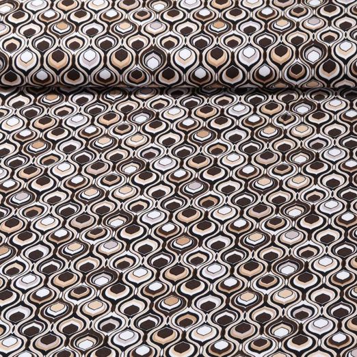 Viscose - Twill Goutte rétro Sable marron foncé