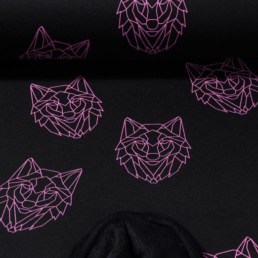 Alpenfleece - Neon Wolf Schwarz