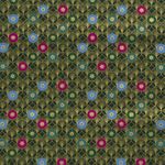 Popelina de Algodón - Círculos Estrellas Verde Oro
