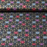 Baumwolle Popeline - Kreise Sterne Blau Gold