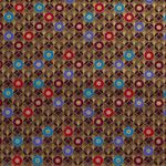 Popelina de Algodón - Círculos y Estrellas en Berenjena y Dorado