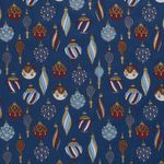 Popelina de Algodón - Bolas de Navidad Azul Oro