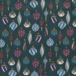 Bomulls Poplin - Julgranskulor Petrolgrön och Guld