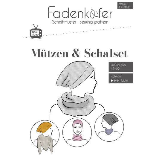 Mützen-Schal-Set - Damen/Herren/Kinder - Papierschnittmuster