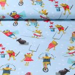 Baumwolle Webware - Zirkusfrösche Hellblau