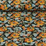 Viskose - Blumen Und Blätter Dunkelgrün