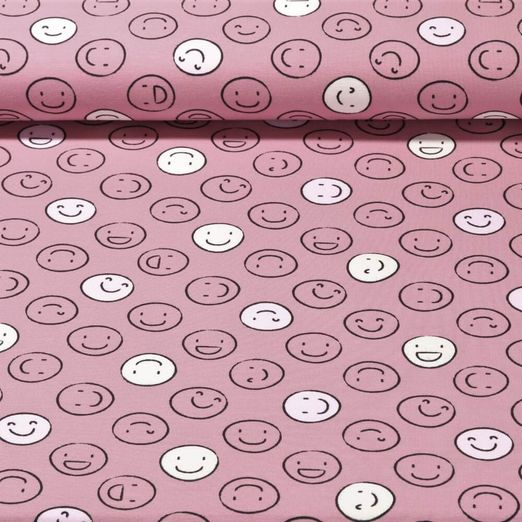 Jersey - Smileys phosphorescents Vieux rose