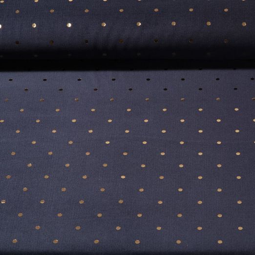Babycord - Folienpunkte Gold Navy