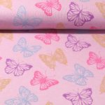 Jersey -  Schmetterlinge Glitzer Flieder Melange Garngefärbt