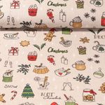 Toile canevas - Gourmandises de Noël Aspect lin Beige-0