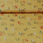 Popeline de cotonbio  - Alphabet animaux Ocre
