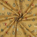 Økologisk bomuld poplin - Dyrealfabet okker