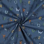 Luomupuuvilla Popliini - Eläin aakkoset Farkunsininen