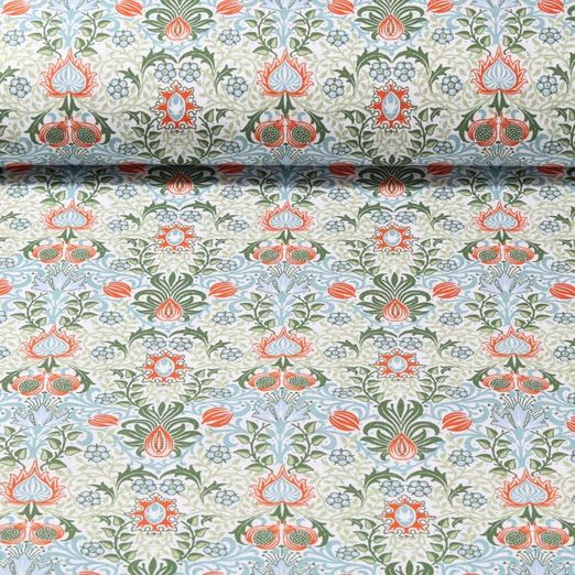 Tissu coton - Fleurs Ornements Vert