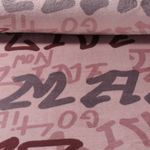 Kuschelfleece - Jacquard Schriften Altrosa