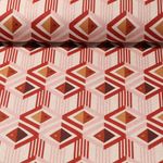 Canvas - Leinenlook Geo Diamanten Beige Rot