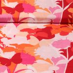 Viscose - Fleurs et papillons Orange Rouge