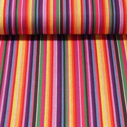 Toile jacquard - Tissu mexicain rayé Multicolore