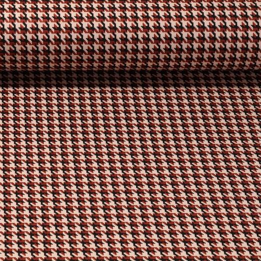 Tissu mode - Jacquard Pied-de-poule Rouge brique