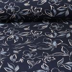 Sweat été - French Terry Impression digitale Fleurs Bleu marine foncé