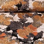 Viskose - Blüten Lurexstreifen Braun Multicolor