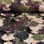 Viskose - Blüten Lurexstreifen Schwarz Multicolor
