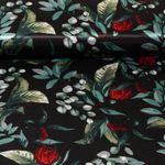 Modestoff - Satin Blatt und Blüte Schwarz