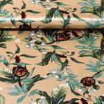 Modestoff - Satin Blatt und Blüte Gold