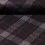 Jersey romanite - Carreaux Noir Rouge vin