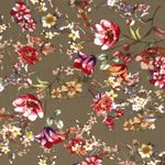 Popeline de viscose - assortiment floral vert