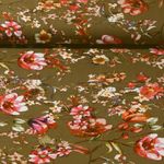 Viskose Popeline - Blumenmix Grün