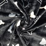 Pile morbido - double face zampe e ossa nero