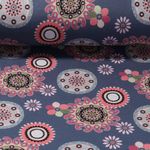 Alpenfleece - Mandala Blumen Jeansblau