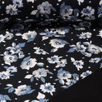Gesteppter Jackenstoff - Viskose Blumen Schwarz Blau 