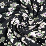 Quiltet jakke-stof – viskose blomster sort grøn