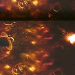 Sweat d&#039;été - French Terry Impression numérique Espace Noir Jaune Structure bouclée