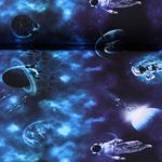 Sommersweat - French Terry Digitaldruck Weltall Und Astronauten Schwarz Blau Schlingenstruktur