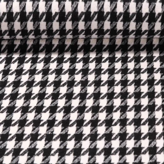 Tissu manteau - Moelleux Pied-de-poule Noir Blanc