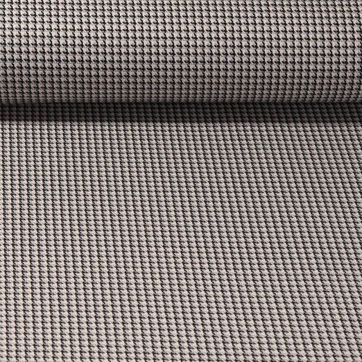 Modestoff - Jacquard Kleiner Hahnentritt Weiß Schwarz