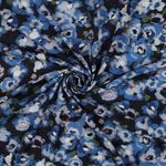 Popeline de Viscose - Fleurs Stretch Bleu